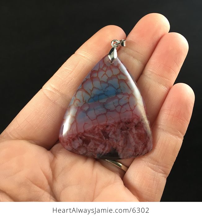 Triangle Shaped Red Dragon Veins Drusy Agate Stone Jewelry Pendant - #MtoTMEn0D00-1
