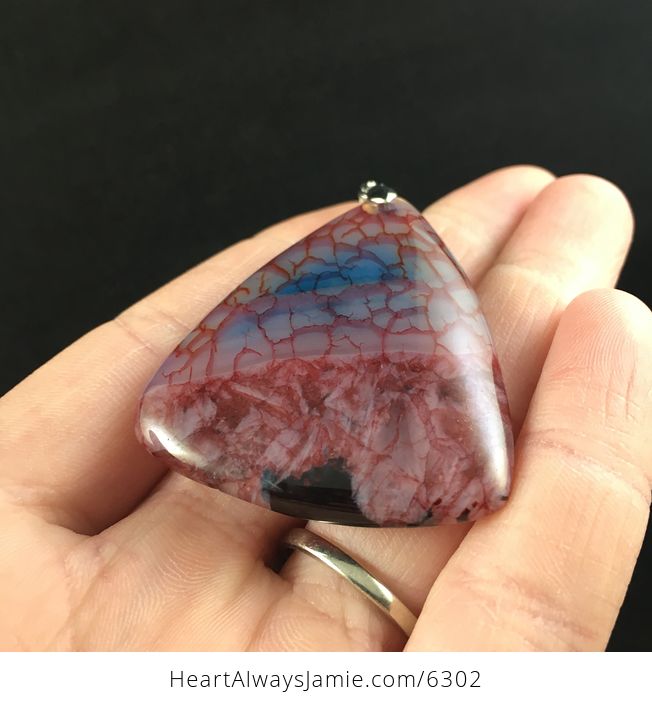 Triangle Shaped Red Dragon Veins Drusy Agate Stone Jewelry Pendant - #MtoTMEn0D00-2