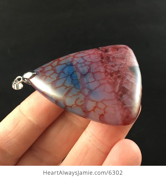 Triangle Shaped Red Dragon Veins Drusy Agate Stone Jewelry Pendant - #MtoTMEn0D00-4