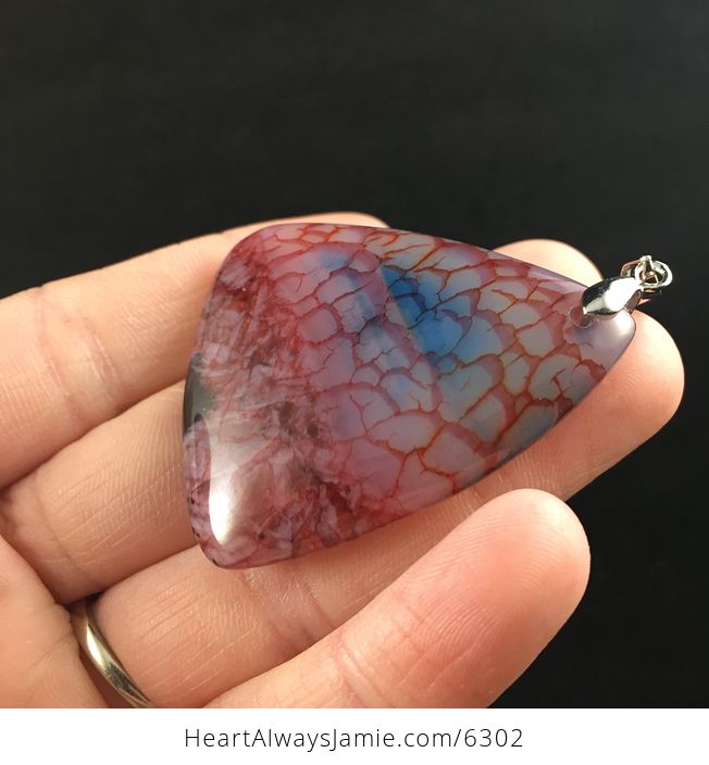 Triangle Shaped Red Dragon Veins Drusy Agate Stone Jewelry Pendant - #MtoTMEn0D00-3