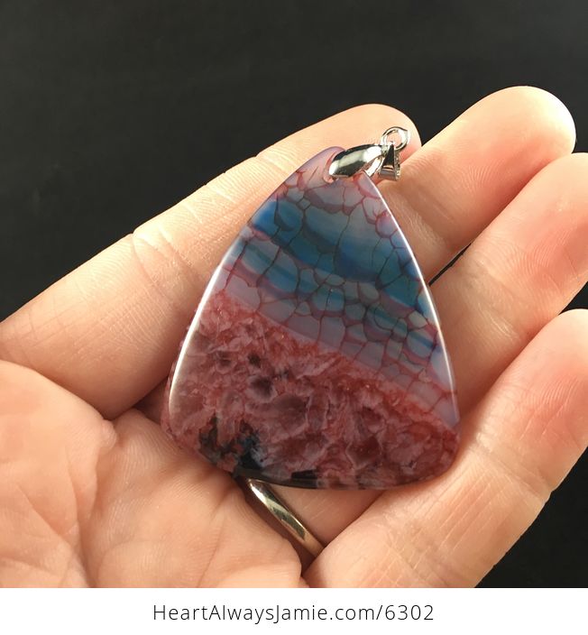 Triangle Shaped Red Dragon Veins Drusy Agate Stone Jewelry Pendant - #MtoTMEn0D00-6