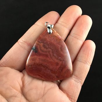 Triangle Shaped Red Druzy Crazy Lace Agate Stone Jewelry Pendant #4aQXM0XQvAI