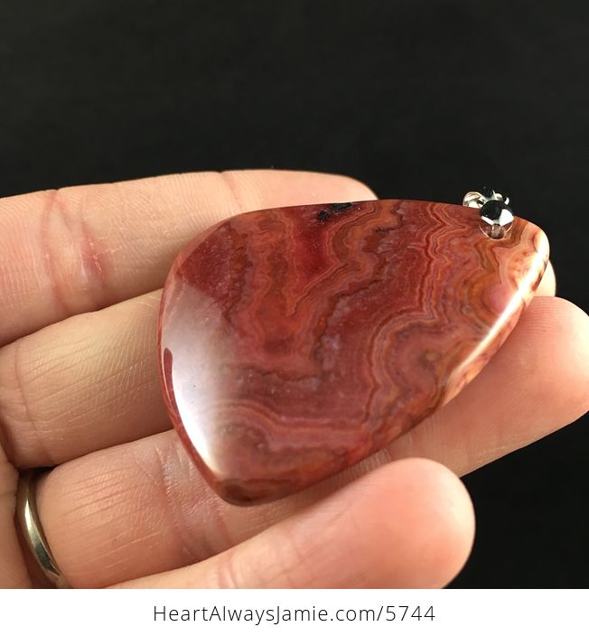Triangle Shaped Red Druzy Crazy Lace Agate Stone Jewelry Pendant - #4aQXM0XQvAI-3