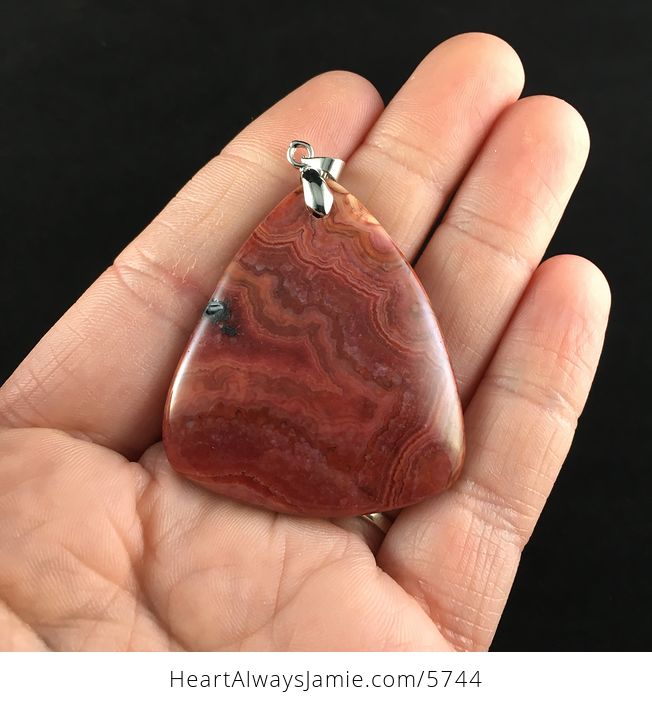 Triangle Shaped Red Druzy Crazy Lace Agate Stone Jewelry Pendant - #4aQXM0XQvAI-1
