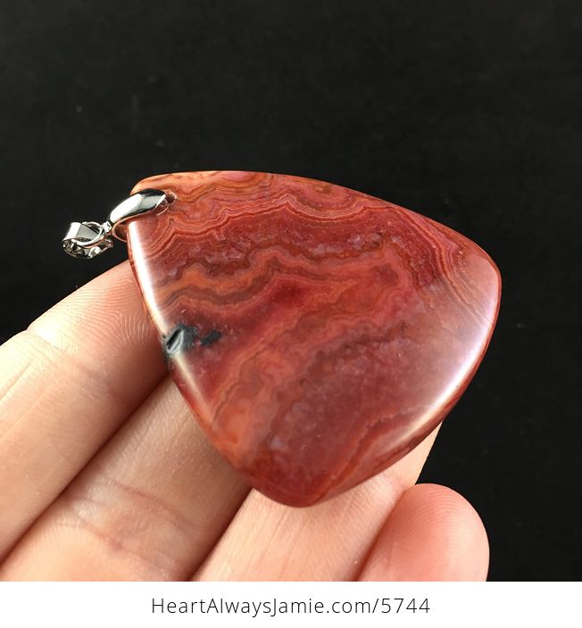 Triangle Shaped Red Druzy Crazy Lace Agate Stone Jewelry Pendant - #4aQXM0XQvAI-4