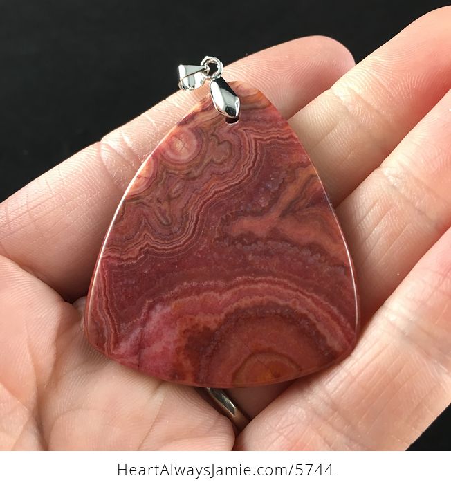 Triangle Shaped Red Druzy Crazy Lace Agate Stone Jewelry Pendant - #4aQXM0XQvAI-6