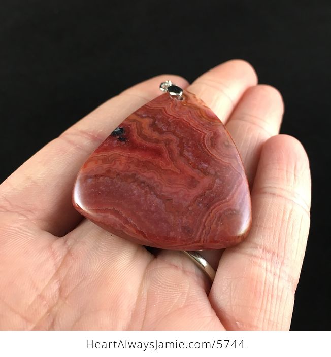 Triangle Shaped Red Druzy Crazy Lace Agate Stone Jewelry Pendant - #4aQXM0XQvAI-2