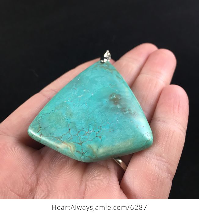Triangle Shaped Synthetic Turquoise Stone Jewelry Pendant - #d9s8iQPxSyo-2