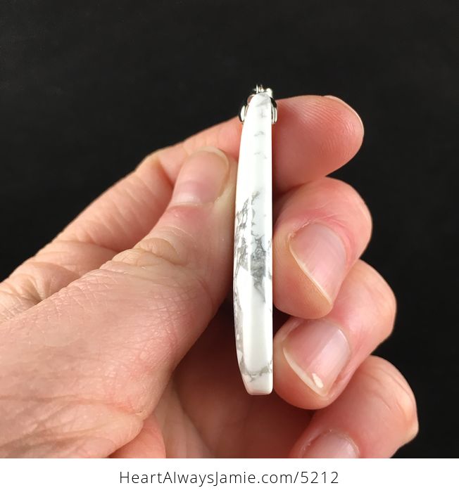 Triangle Shaped White Howlite Stone Jewelry Pendant - #kQXZlt8s3zU-5