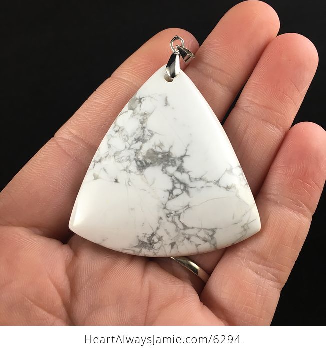 Triangle Shaped White Howlite Stone Pendant Jewelry - #Lj9iW9DBo1c-1