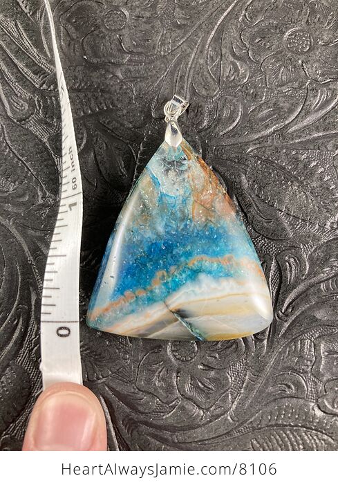 Triangular Blue and Brown Druzy Stone Jewelry Agate Pendant - #ZwR4aYKvGnM-5