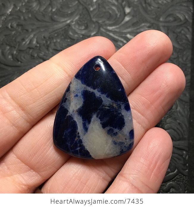 Triangular Blue and White Sodalite Stone Jewelry Pendant - #UZFyPjXiHiA-1