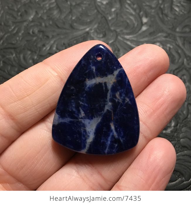 Triangular Blue and White Sodalite Stone Jewelry Pendant - #UZFyPjXiHiA-3