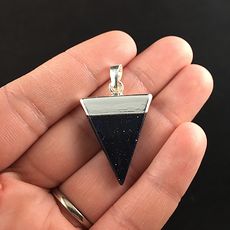 Triangular Blue Goldstone Jewelry Pendant #OpZttJHHbjA
