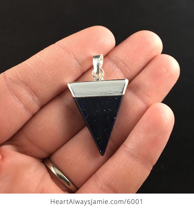 Triangular Blue Goldstone Jewelry Pendant - #OpZttJHHbjA-1