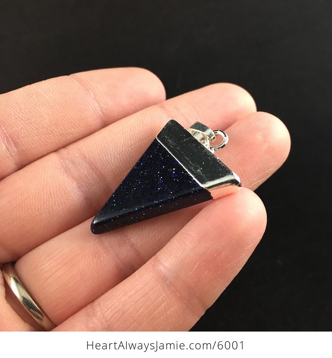 Triangular Blue Goldstone Jewelry Pendant - #OpZttJHHbjA-3
