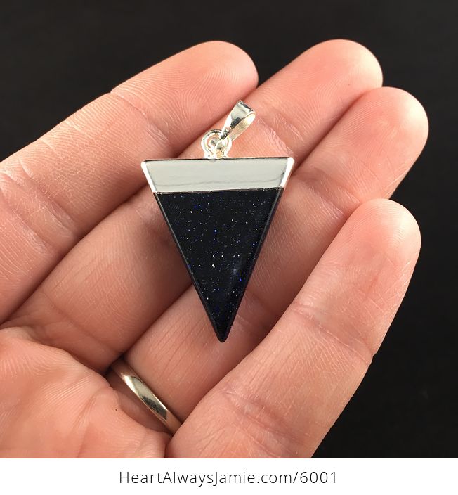 Triangular Blue Goldstone Jewelry Pendant - #OpZttJHHbjA-5