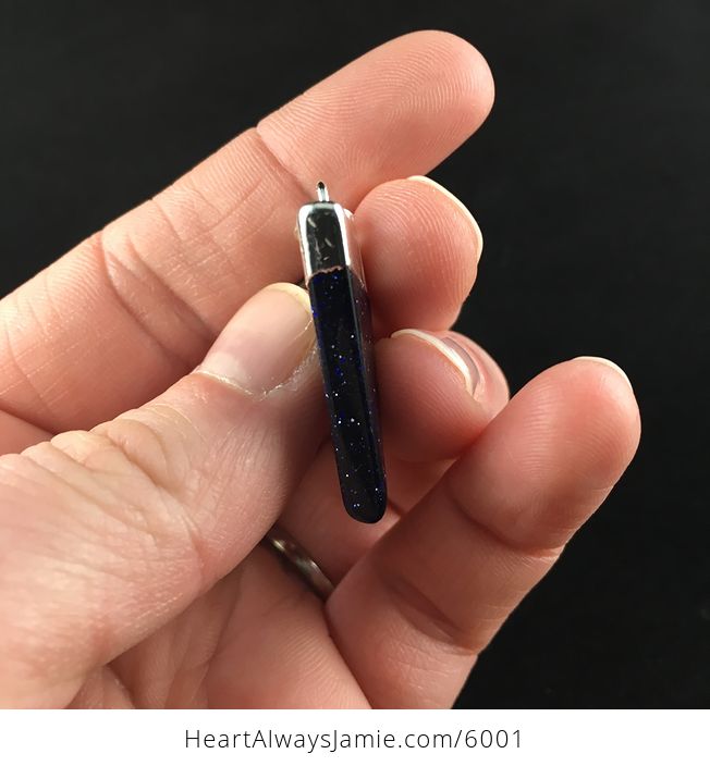 Triangular Blue Goldstone Jewelry Pendant - #OpZttJHHbjA-4