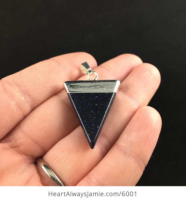 Triangular Blue Goldstone Jewelry Pendant - #OpZttJHHbjA-2
