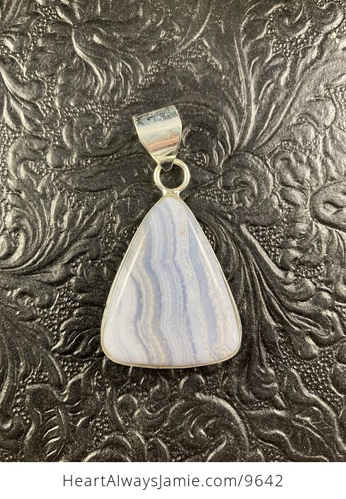 Triangular Blue Lace Agate Stone Crystal Jewelry Pendant - #ExsBrZ6y0uI-5