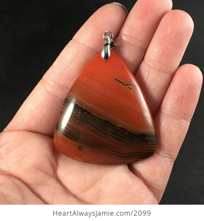 Triangular Brown and Orange Stone Pendant - #q2kZkceEgjw-1
