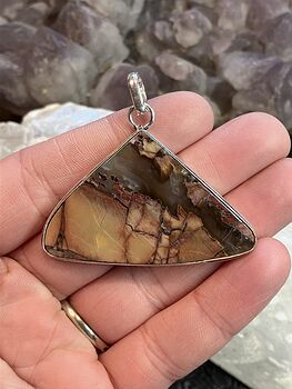 Triangular Butterfly Wing Brecciated Jasper Stone Crystal Jewelry Pendant #LCV2ynzylVs