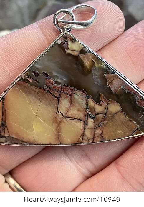 Triangular Butterfly Wing Brecciated Jasper Stone Crystal Jewelry Pendant - #LCV2ynzylVs-3