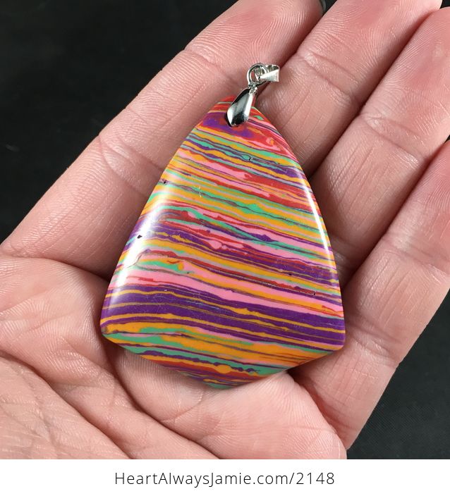 Triangular Colorful Synthetic Stone Pendant - #WsXYrBA1ScY-1
