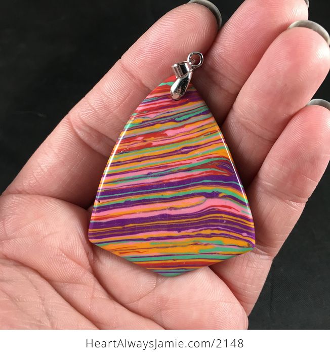 Triangular Colorful Synthetic Stone Pendant Necklace - #WsXYrBA1ScY-2