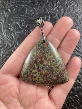Triangular Green and Red Dragons Blood Stone Natural Jewelry Pendant #dgwrMmJGOCA