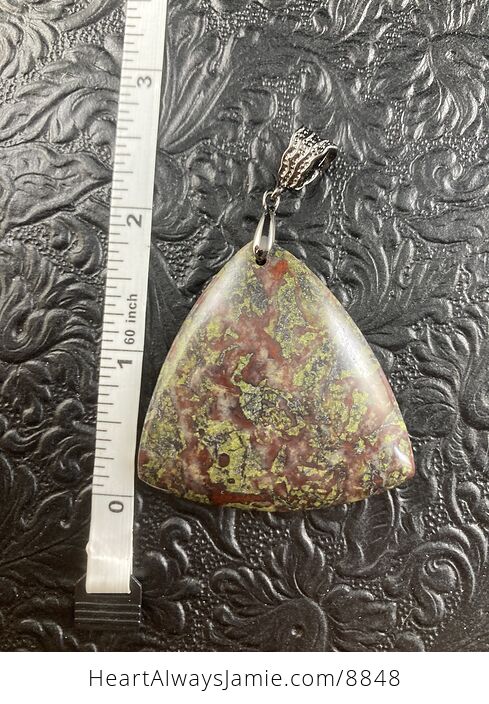 Triangular Green and Red Dragons Blood Stone Natural Jewelry Pendant - #dgwrMmJGOCA-2