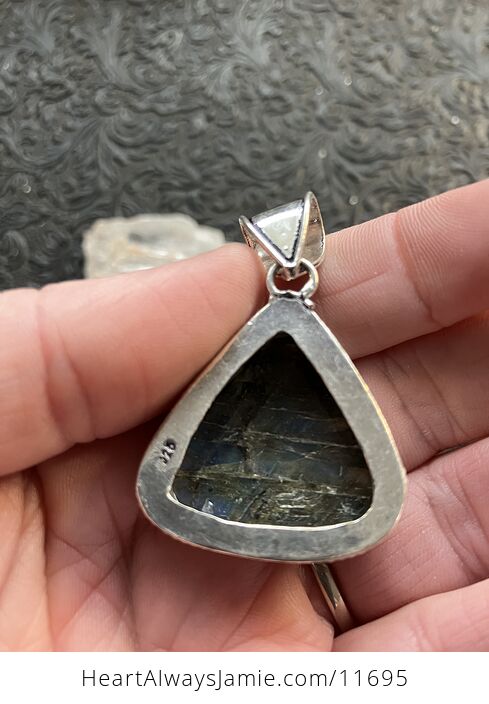 Triangular Labradorite Crystal Stone Jewelry Pendant - #Hv7ebFm2WXA-4