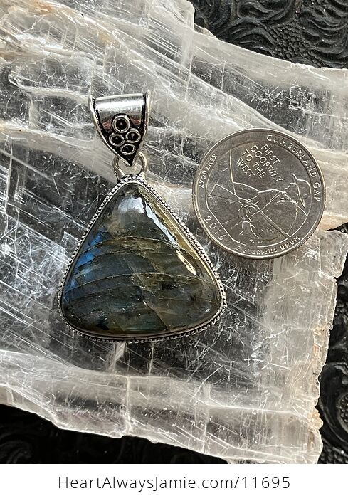Triangular Labradorite Crystal Stone Jewelry Pendant - #Hv7ebFm2WXA-7