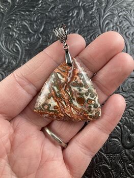 Triangular Leopard Skin Jasper Stone Jewelry Pendant #U7uWr6LoODM