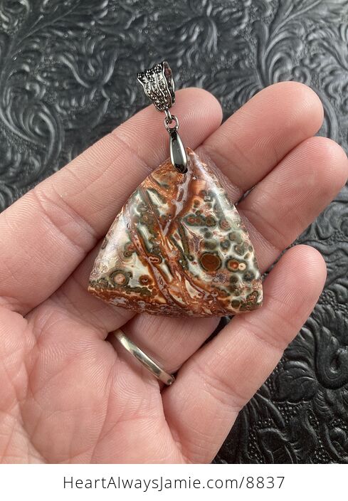 Triangular Leopard Skin Jasper Stone Jewelry Pendant - #U7uWr6LoODM-1