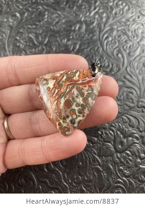 Triangular Leopard Skin Jasper Stone Jewelry Pendant - #U7uWr6LoODM-2