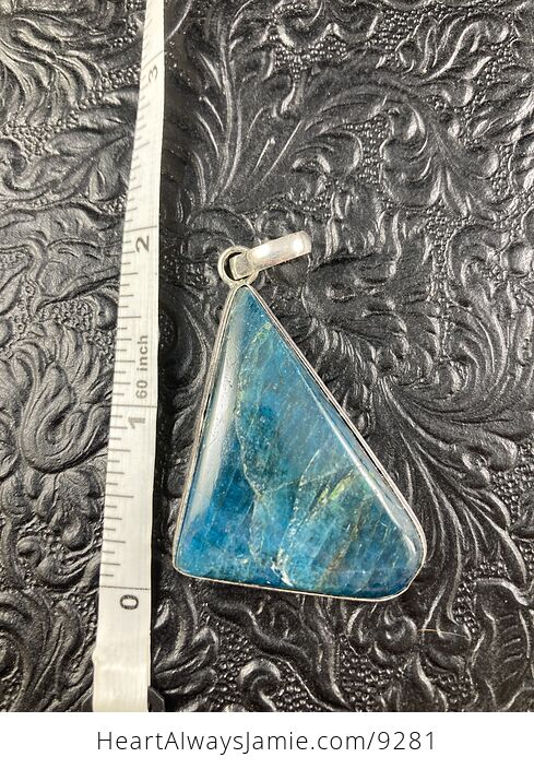 Triangular Natural Blue Apatite Crystal Stone Jewelry Pendant - #8QEUkLikzyc-4