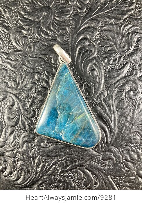 Triangular Natural Blue Apatite Crystal Stone Jewelry Pendant - #8QEUkLikzyc-3