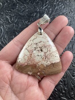 Triangular Natural Mexican Brecciated Jasper Crystal Stone Pendant Jewelry #669yRRB8HVQ