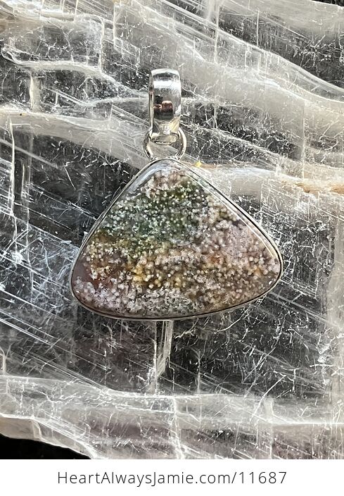 Triangular Ocean Jasper Crystal Stone Jewelry Pendant - #qghqNzkGCds-1