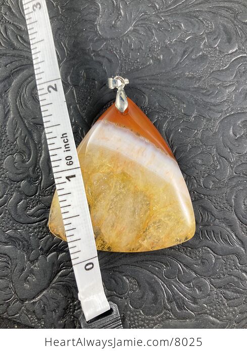 Triangular Orange White and Yellow Dendritic Druzy Stone Jewelry Agate Pendant - #A5K1WjwhNa0-6