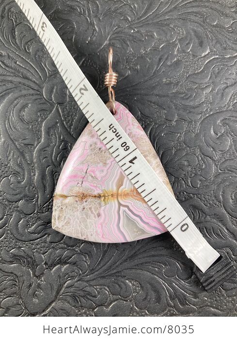 Triangular Pink and Beige Mexico Crazy Lace Agate Stone Pendant Necklace - #jdkk1QICld8-5