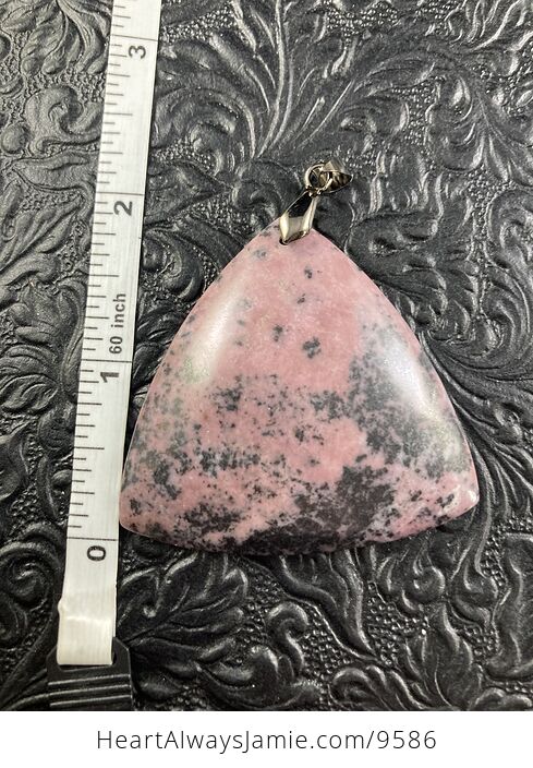 Triangular Pink and Black Rhodonite Stone Jewelry Pendant Crystal Ornament - #XDCeWX2QEj0-5