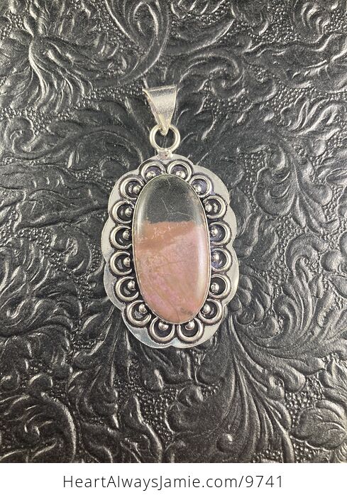 Triangular Pink Rhodonite Stone Jewelry Pendant Crystal Ornament - #InzwD3vc3ok-1