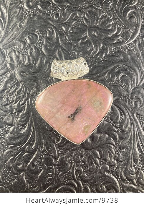 Triangular Pink Rhodonite Stone Jewelry Pendant Crystal Ornament - #sNB2MqPCRc8-1