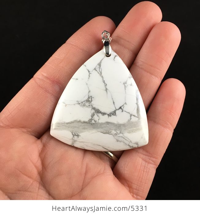 Triangular White Howlite Stone Jewelry Pendant - #jfO0xXRz0KY-1