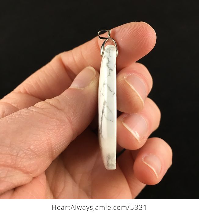 Triangular White Howlite Stone Jewelry Pendant - #jfO0xXRz0KY-5