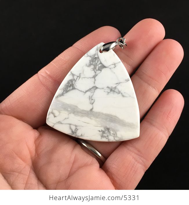 Triangular White Howlite Stone Jewelry Pendant - #jfO0xXRz0KY-6