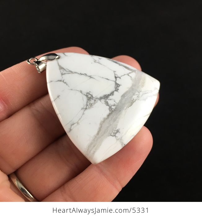 Triangular White Howlite Stone Jewelry Pendant - #jfO0xXRz0KY-4