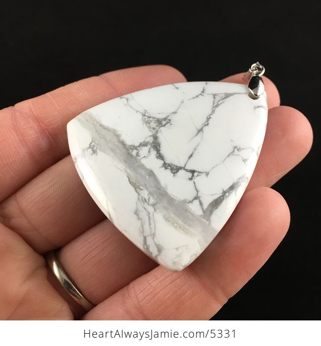 Triangular White Howlite Stone Jewelry Pendant - #jfO0xXRz0KY-3